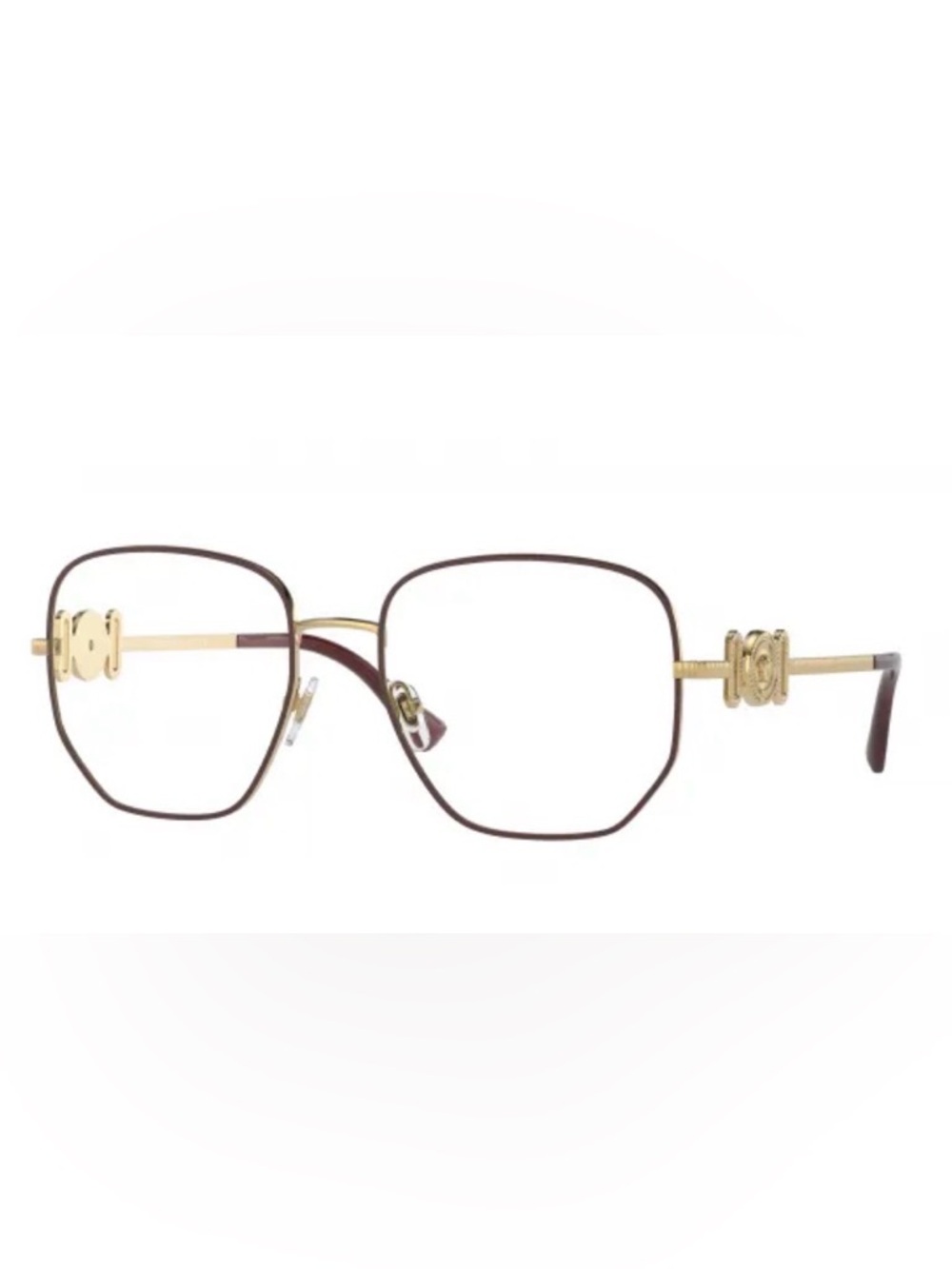 Versace Brown and Gold Geometric Frame Glasses